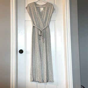 Grey and White Striped Jumpsuit
